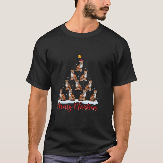 Camiseta Santa Hat Ugly Xmas Engraçado Árvore de Natal Ocel (Frente)