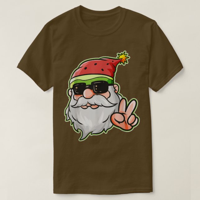Camiseta Santa Hat Watermelon Victory Sinal Sunglass Christ (Frente do Design)