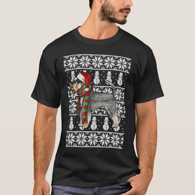Camiseta Santa Hat Xmas Miniature Schnauzer Ugly Christmas (Frente)
