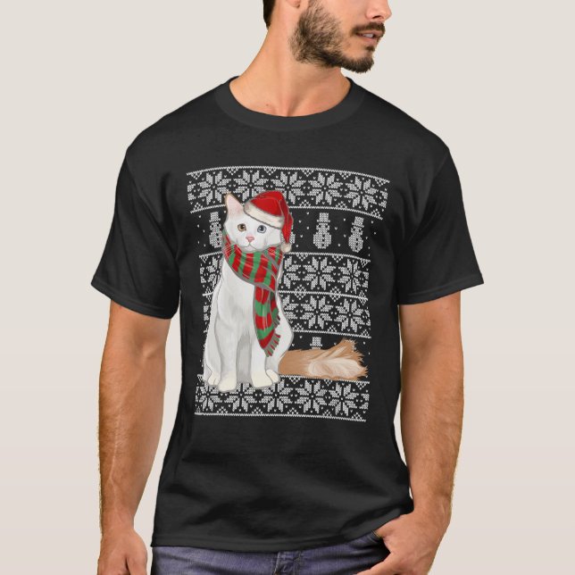 Camiseta Santa Hat Xmas Turco Van Cat Feia Natal (Frente)