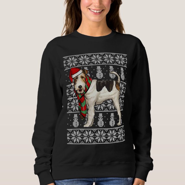 Camiseta Santa Hat Xmas Wire Fox Terrier Ugly Natal (Frente)