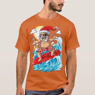 Camiseta Santa Hawaiian Surfing Christmas Summer Surf Hawai