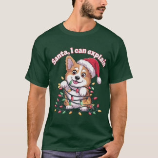 Camiseta Santa I Can Eplain Cute Corgi Christmas Lights Des