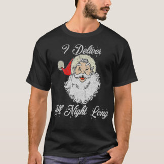 Camiseta Santa I Deliver All Night Long Vintage Distressed