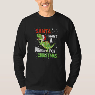 Camiseta Santa I Want A Dinosaur For Christmas Pajama Light