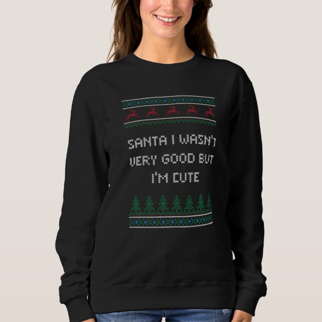 Camiseta Santa I Wasn't Good but I'm Cute Christmas Pun Xma (Frente)