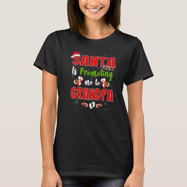Camiseta Santa Is Promoting Me To Grandpa Footprint Pregnan (Frente)
