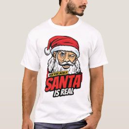 Camiseta Santa Is Real – Ask Your Mom Pop Art Winking Santa