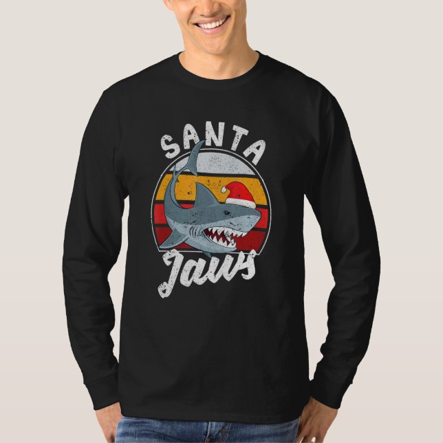 Camiseta Santa Jaws Christmas Shark Claus Xmas PJs Anglers  (Frente)