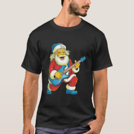 Camiseta Santa joyfully playing guitar in xmas