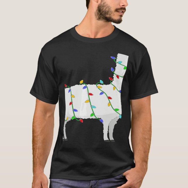 Camiseta Santa Llama Christmas Lights Llama Xmas (Frente)