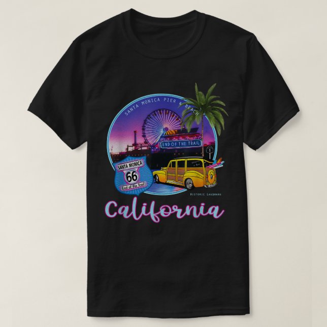 Camiseta Santa Monica Pier California 66 End Of The Trail S (Frente do Design)