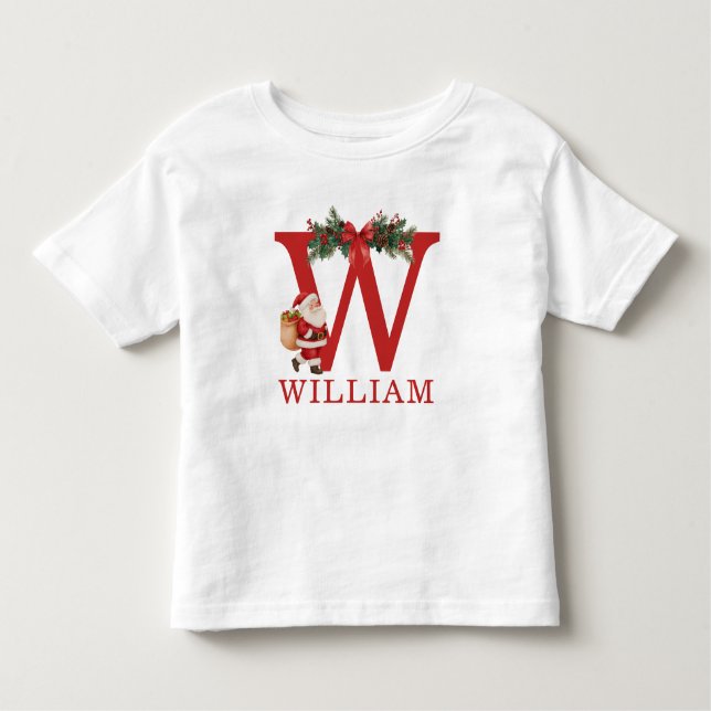 Camiseta Santa Monogrammed and Name Family Matching (Frente)