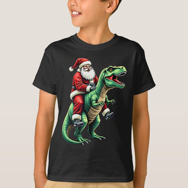 Camiseta Santa on dinosaur (Frente)