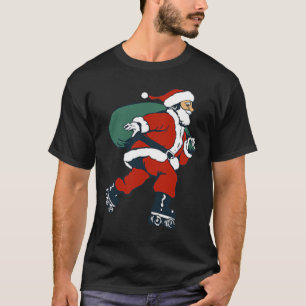Camiseta Santa Patins Diversão Natal Patinador Crianças Men