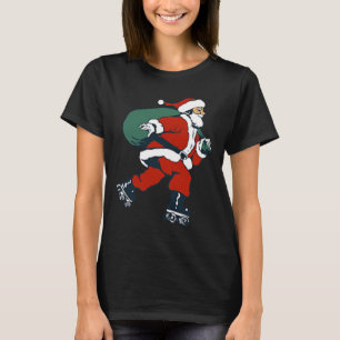 Camiseta Santa Patins Diversão Natal Patinador Crianças Men