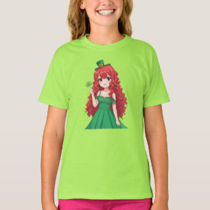 Camiseta Santa Patrick é fofo, moça de anime irlandesa