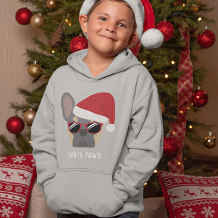 Camiseta Santa Paws Bulldog Francês Lilás Bege de Natal