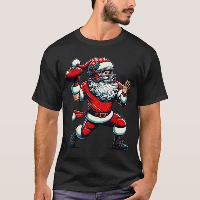 Camiseta Santa Playing American Football Christmas Women Me (Frente)