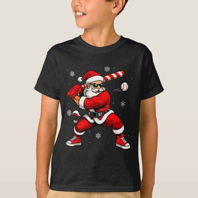 Camiseta Santa Playing Baseball Xmas Funny Christmas Baseba (Frente)