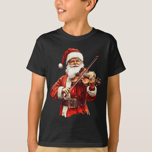 Camiseta Santa Playing Violin Funny Violin Player Violinist (Frente)
