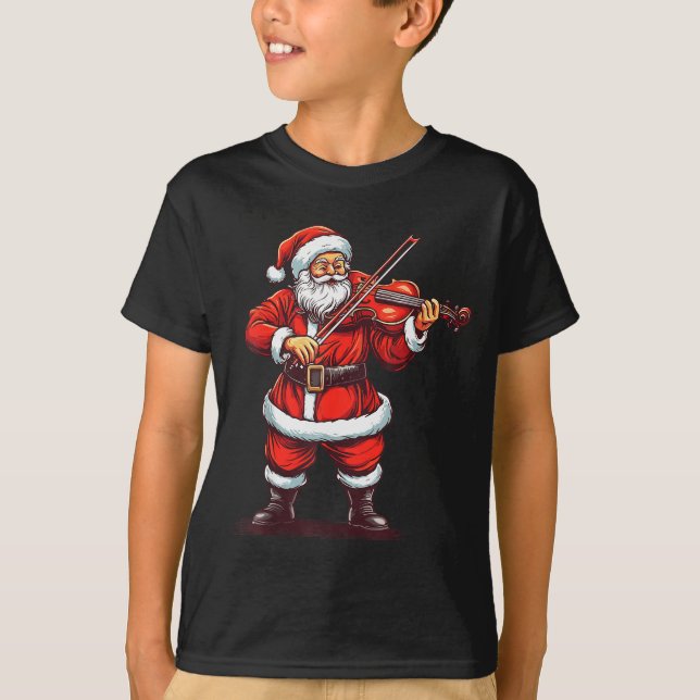 Camiseta Santa Playing Violin Funny Violinist Violin Player (Frente)