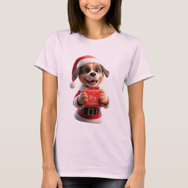 Camiseta Santa Pup Says: Hug Christmas! 🎅🐾 (Frente)