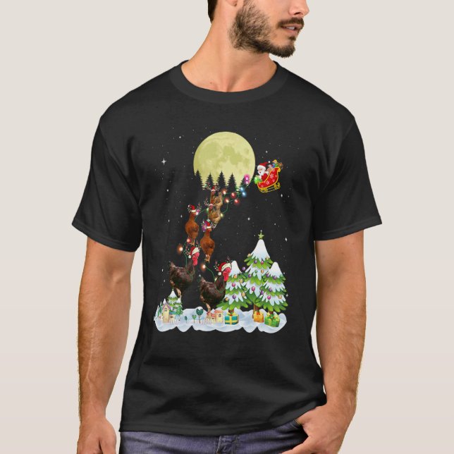 Camiseta Santa Reindeer Chicken Ugly Sweater Farmer Christm (Frente)