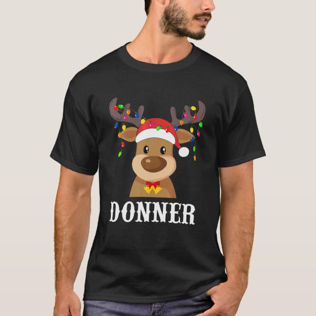 Camiseta Santa Reindeer Donner Xmas Group Costume (Frente)