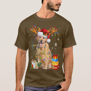 Camiseta Santa Reindeer Golden Retriever Christmas Lights X