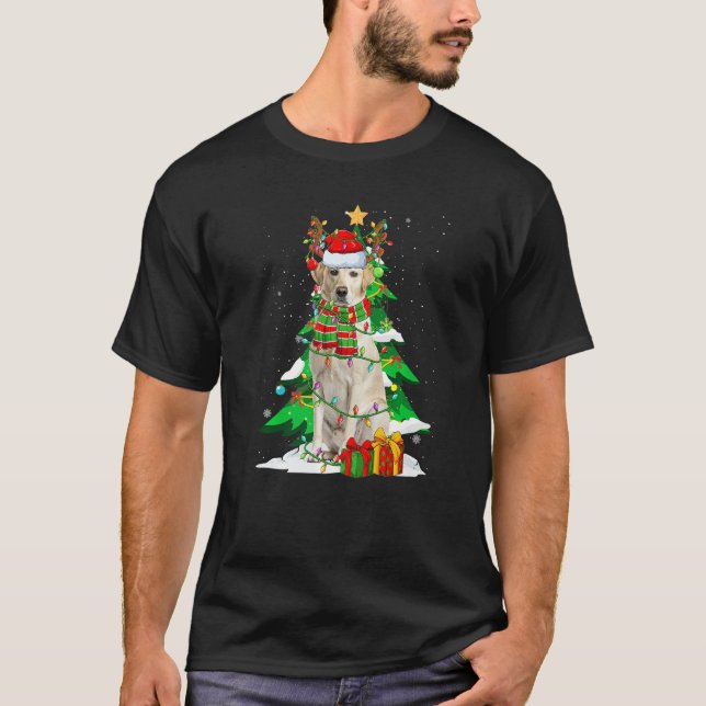 Camiseta Santa Reindeer Labrador Retriever Dog Xmas Lights  (Frente)