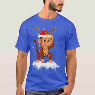 Camiseta Santa Reindeer Monkey Xmas Light Santa Reindeer Mo