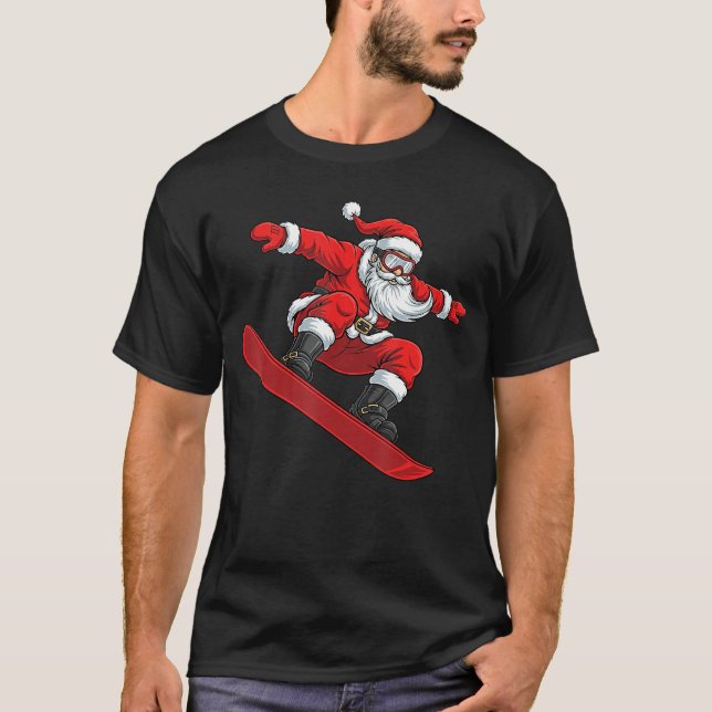 Camiseta Santa Ride Snowboard Funny Christmas Freestyle Sno (Frente)