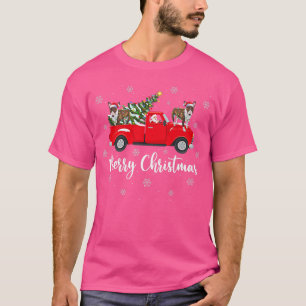 Camiseta Santa Riding Christmas Tree Truck Bull Terrier Dog