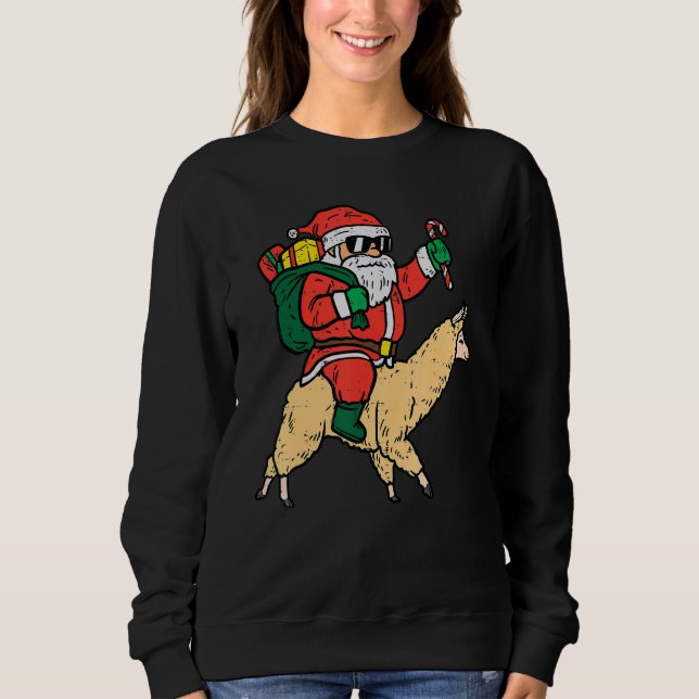 Camiseta Santa Riding Poor Llama  Christmas Xmas Kids Men W (Frente)