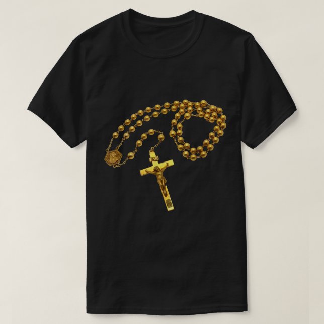 Camiseta Santa Rosária Miçangas Religião Católica Fé Mama M (Frente do Design)