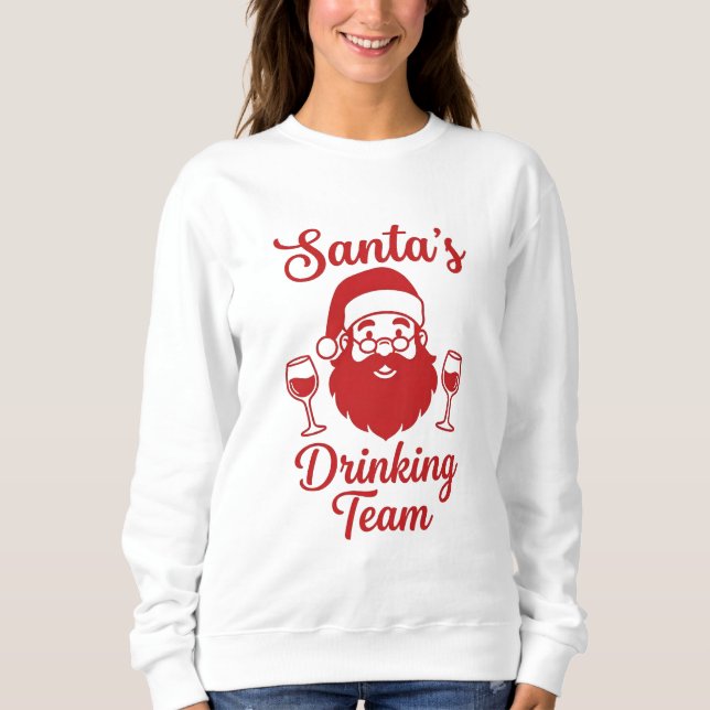 Camiseta Santa’s Drinking Team Christmas Sweatshirt (Frente)