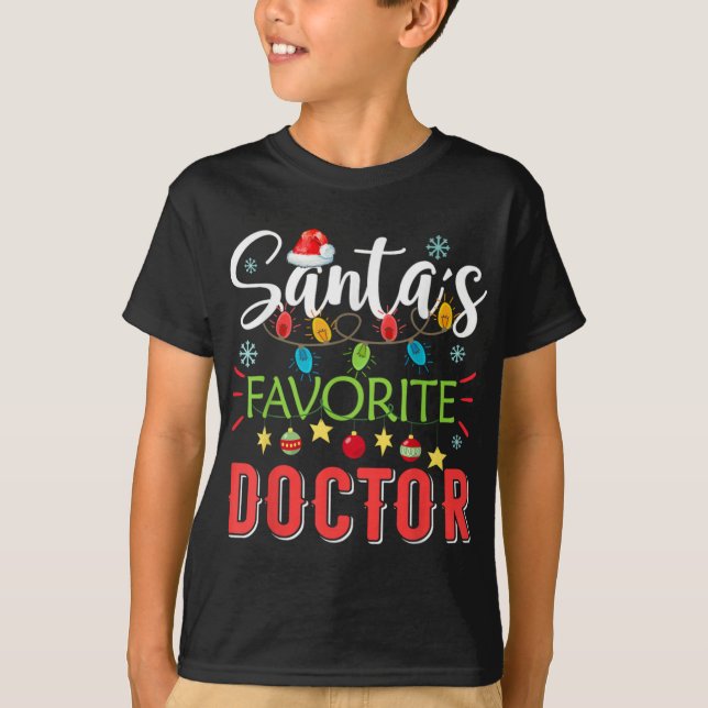 Camiseta Santa S Favorite Doctor Xmas Light Santa Hat Chris (Frente)