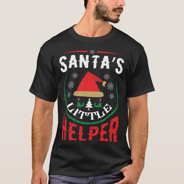 Camiseta Santa s Little Helper Christmas  For Kids & Toddle (Frente)