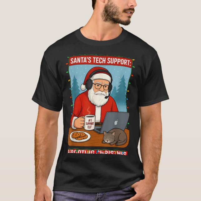 Camiseta Santa s Rebooting Tech Support Shirt (Frente)