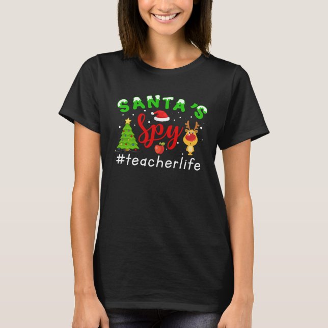 Camiseta Santa s Spy Teacher Life Christmas   Xmas (Frente)