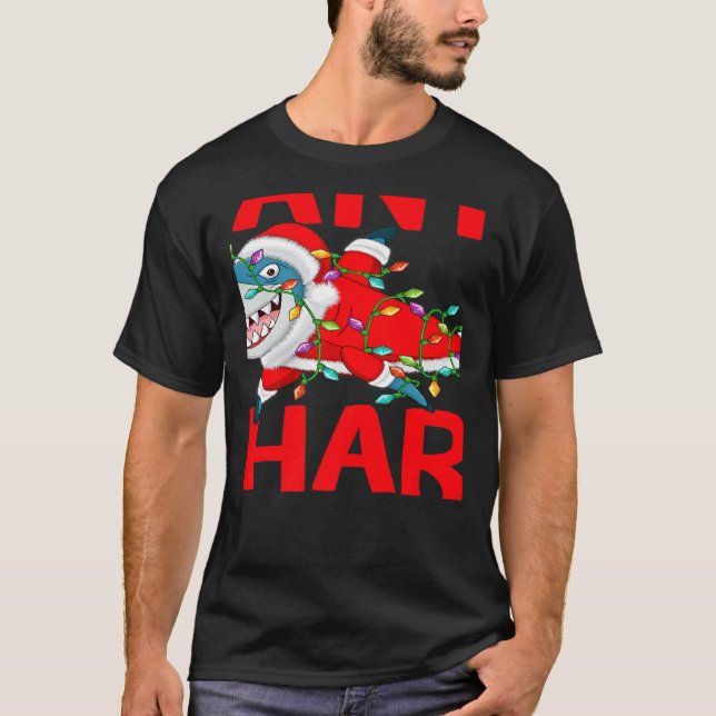 Camiseta Santa Shark Christmas Lights Sharkmas   (Frente)