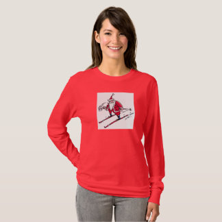 Camiseta Santa Skiing women red long sleeve shirt