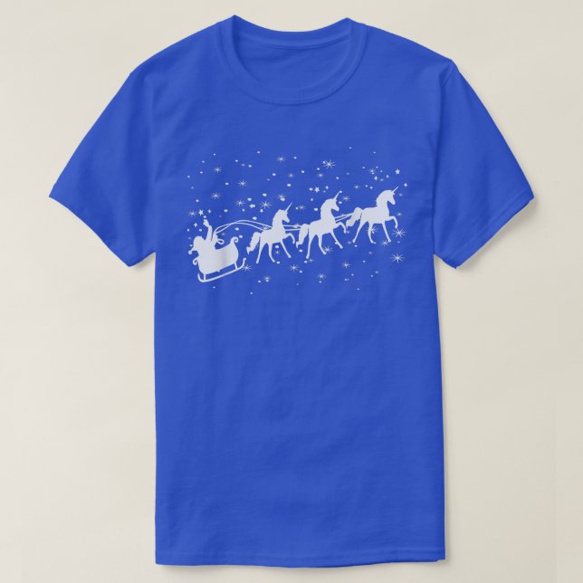 Camiseta Santa Sleigh Unicorn Christmas Pajama Xmas Family  (Frente do Design)