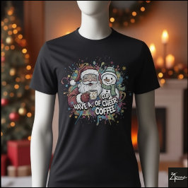 Camiseta Santa Snowman Coffee Cheer Paint Splatter