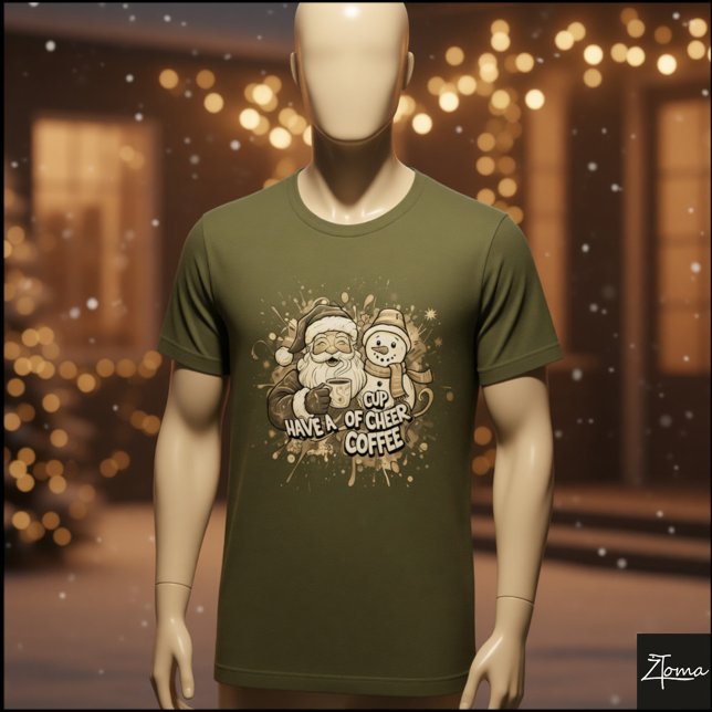 Camiseta Santa Snowman Coffee Cheer Paint Splatter (Criador carregado)