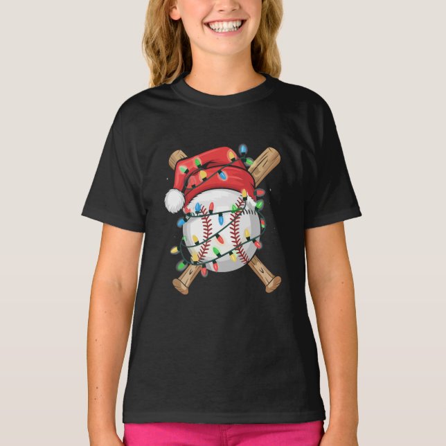 Camiseta Santa Sports Christmas Baseball Player  (Frente)