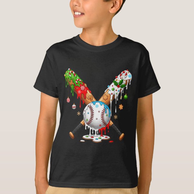 Camiseta Santa Srts Design For Men Boys Christmas Baseball  (Frente)