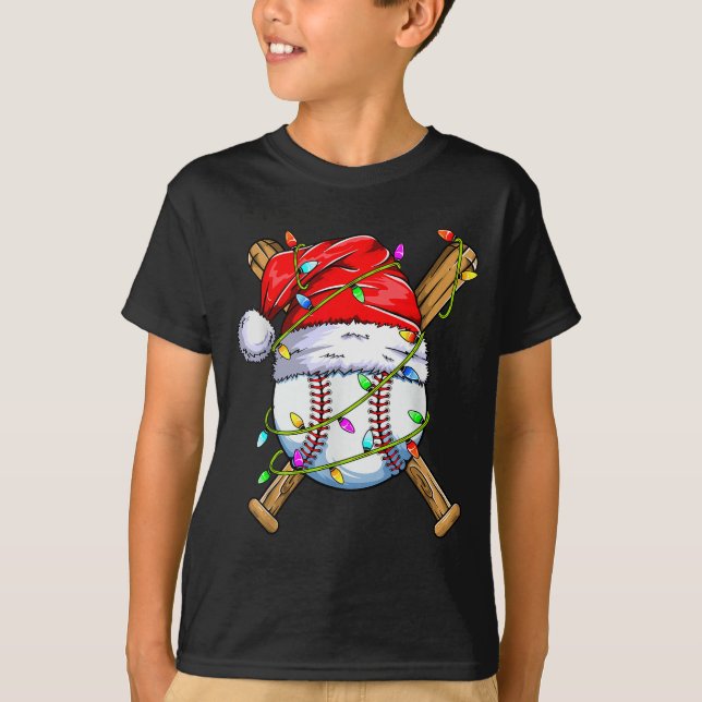 Camiseta Santa Srts Design For Men Boys Christmas Baseball  (Frente)