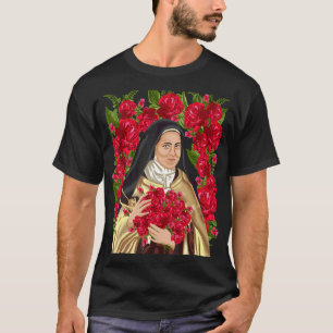 Camiseta Santa Teresa de Lisieux Flor Rosa Cristã Católica